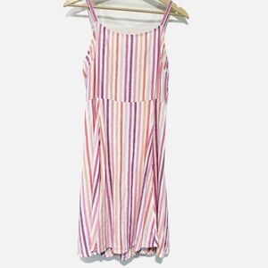 NWT Gap Mini Tank Skater Dress Linen Blend Striped Summer Beach Party Size Small